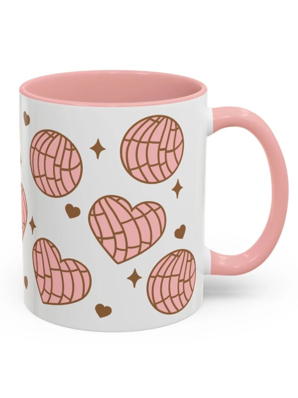 Mexican Pink Concha Hearts Coffee Mug Cup Pan Dulce Panaderia Sweets Dessert
